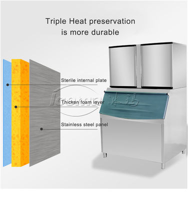 เครื่องทำน้ำแข็งก้อนเชิงพาณิชย์ 1,000KG / 24H 3000W 1 ตันสำหรับบาร์กาแฟ / ร้านอาหาร / โรงแรม
