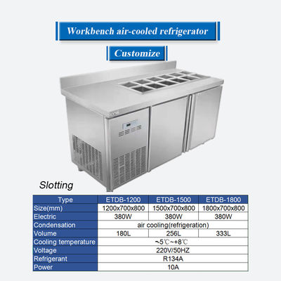 Air Cooled Slotted Workbench ตู้เย็นเครื่องดื่ม 120L
