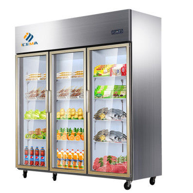 ร้านอาหารเชิงพาณิชย์ตู้แช่สแตนเลสตั้งตรง 1350L