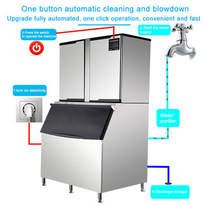 เครื่องทำน้ำแข็งก้อนเชิงพาณิชย์ 1,000KG / 24H 3000W 1 ตันสำหรับบาร์กาแฟ / ร้านอาหาร / โรงแรม