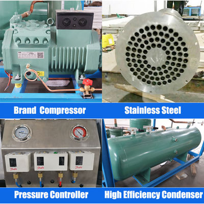 Bitzer Compressor 15 Ton Ice Tube Machine สําหรับการผลิตน้ําแข็งในสถานที่อุตสาหกรรม