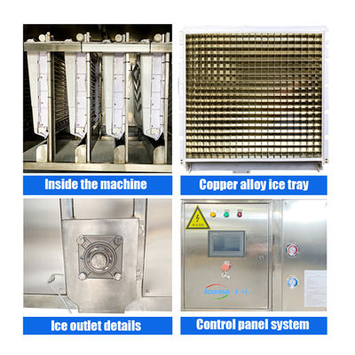 5000 กิโลกรัม/วัน Industrial Ice Cube Making Machine 5ton ความจุกับ Shell Tube Cooling