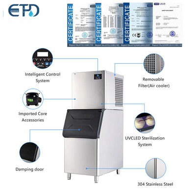 เครื่องทําน้ําแข็งกล่องพาณิชย์สําหรับบาร์ที่มีผลิตต่อวัน 500 กิโลกรัม